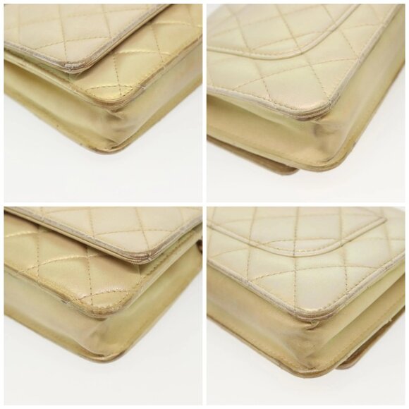 CHANEL Matelasse Chain Wallet Shoulder Bag Lamb Skin Gold Tone CC Auth 137 - Picture 16 of 16